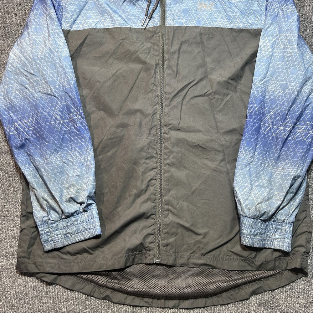 Everlast Sport Men's Large Blue Geometric Windbreaker Jacket Full Zip Hooded - Picture 3 of 11